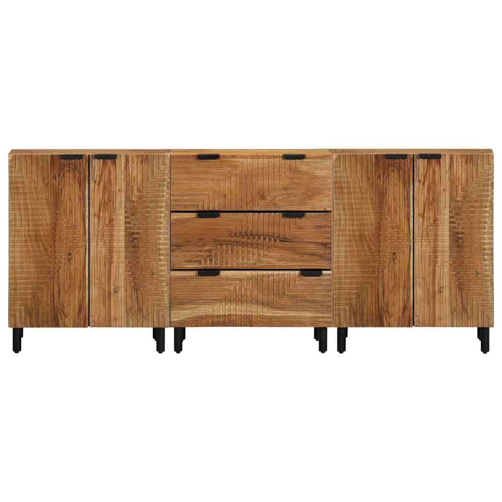 Sideboard Set 3 Pcs 180 X 33 X 75 Cm Solid Acacia Wood