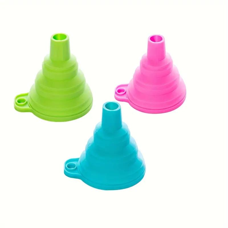 1pc/3pcs Silicone Collapsible Funnel Foldable Funnels For Water Bottle Liquid Transfer Kitchen Gadgets Accessories