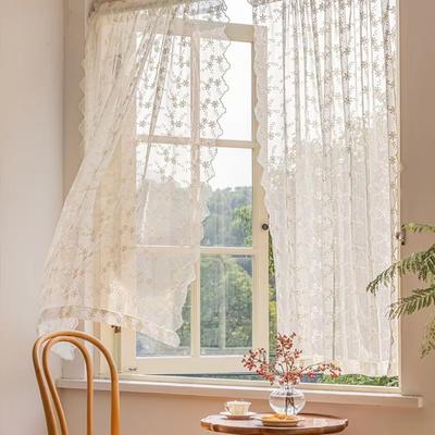 Floral Embroidery French Lace Curtains Tulle Window Shade Romantic Sheer Curtain  Bedroom