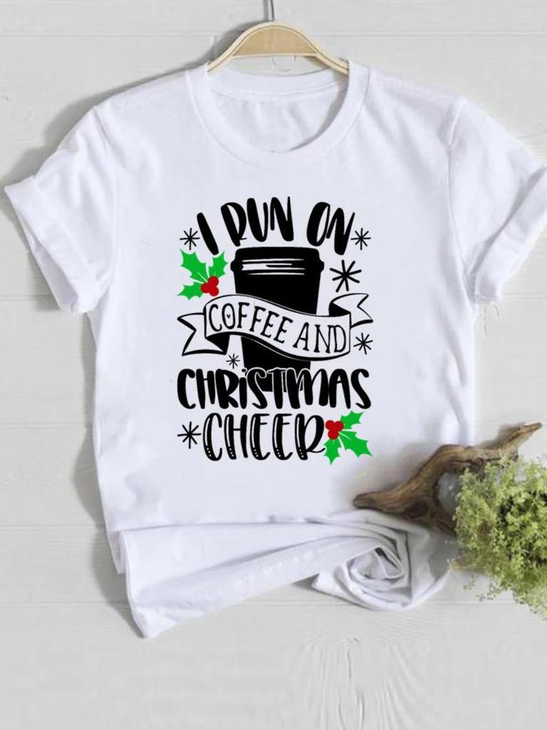 Trendy Unisex Christmas Tshirt Funny Santa Claus Hat Print Loose Fit Casual Tee Merry Xmas Happy New Year Gift for Unisex and Women