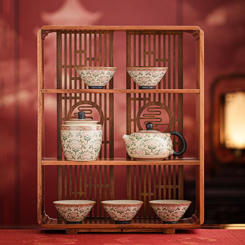 Dunhuang Aesthetics Firestone Red Glaze Ceramic Tea Set