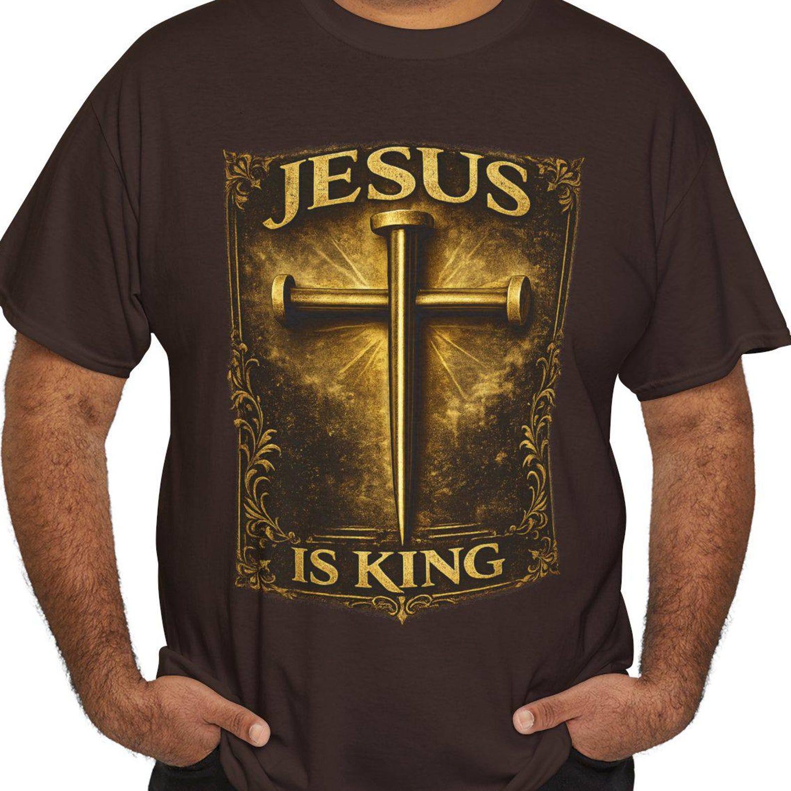 Jesus Is King cross T-Shirt | Christian faith tee, religious graphic M