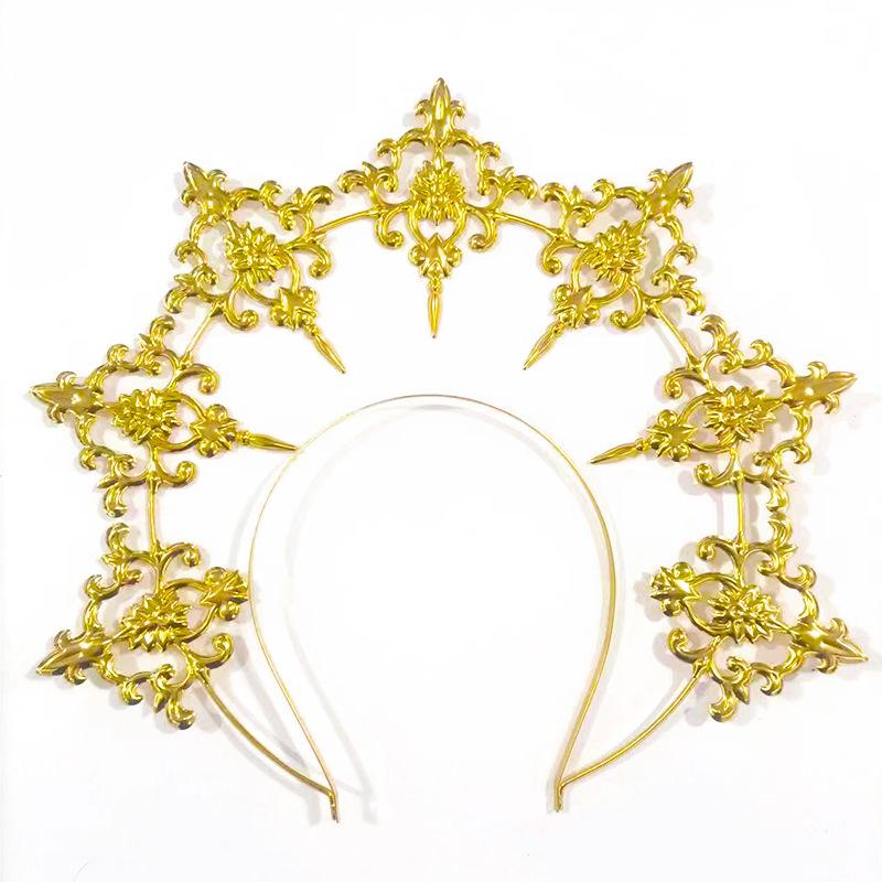 Lolita Hand-made Dark Headdress, Madonna of the Sun Halo, Baroque Crown Ball Performance Props