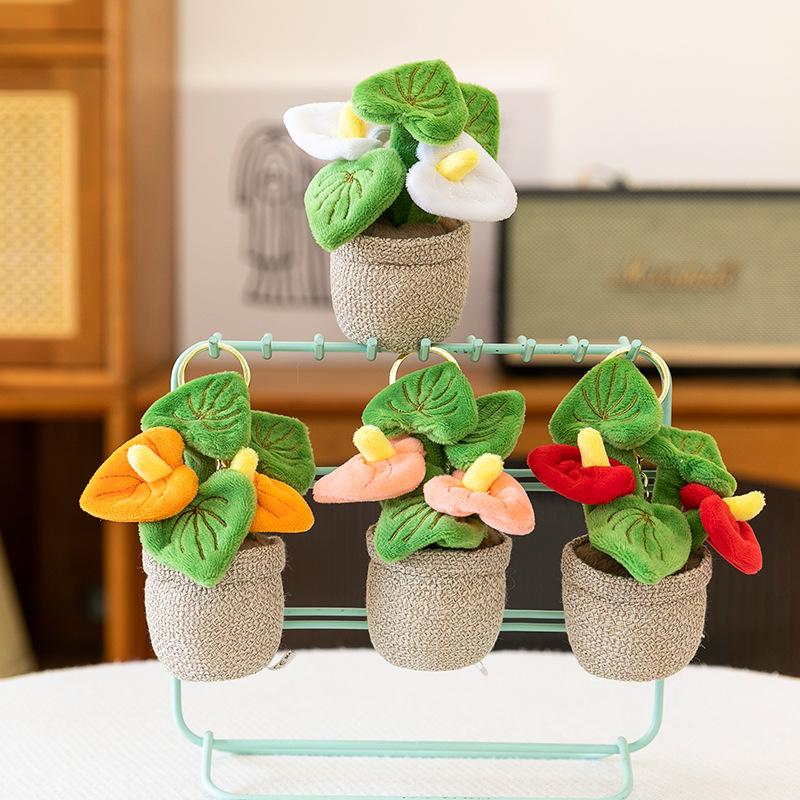 New Simulated Plant Series Succulent Tulip Flowers Plush Small Pendant Cute Green Plant Ornaments Gift Boutique