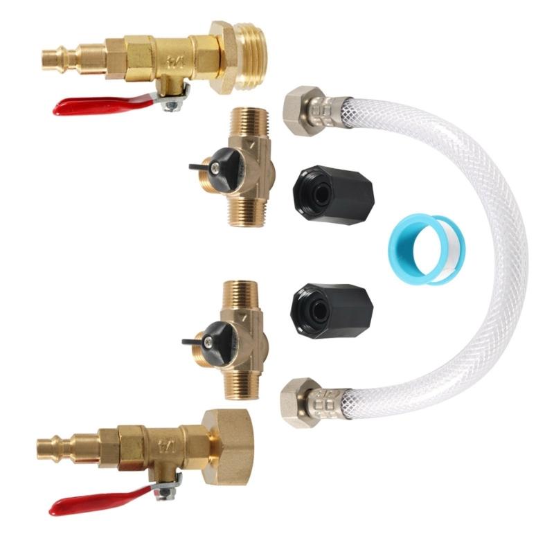 RVs Water Heater By-Pass Valves Kit with Thread Adapter Sealing Tape For Campers Hot Water System Easy Installation