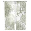 Sage Green Ocean Coral Starfish Abstract Tulle Curtain for Living Room Bedroom Christmas Decoration Window Voiles Tulle Curtain