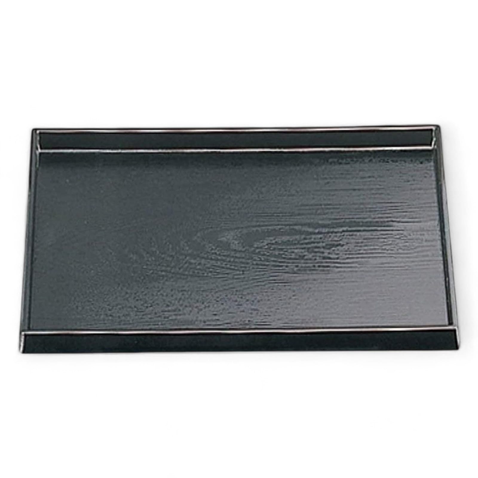 

42cm Diamond Wood Grain Tray Lacquerware Made in Japan J-kitchens (Tray) Black, Non-Slip, (ABS Resin),