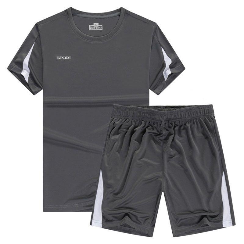 

Quick Dry Men Tshirtshorts Casual Gym Training Running Set Tracksuit Sportwear Gray,XL