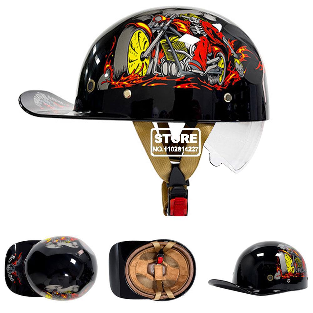 Motorbike Baseball Cap Half Helmet Riding Women Retro Motorcycle Half Helmet Anti Drop Motorcycle Scooter Helmet