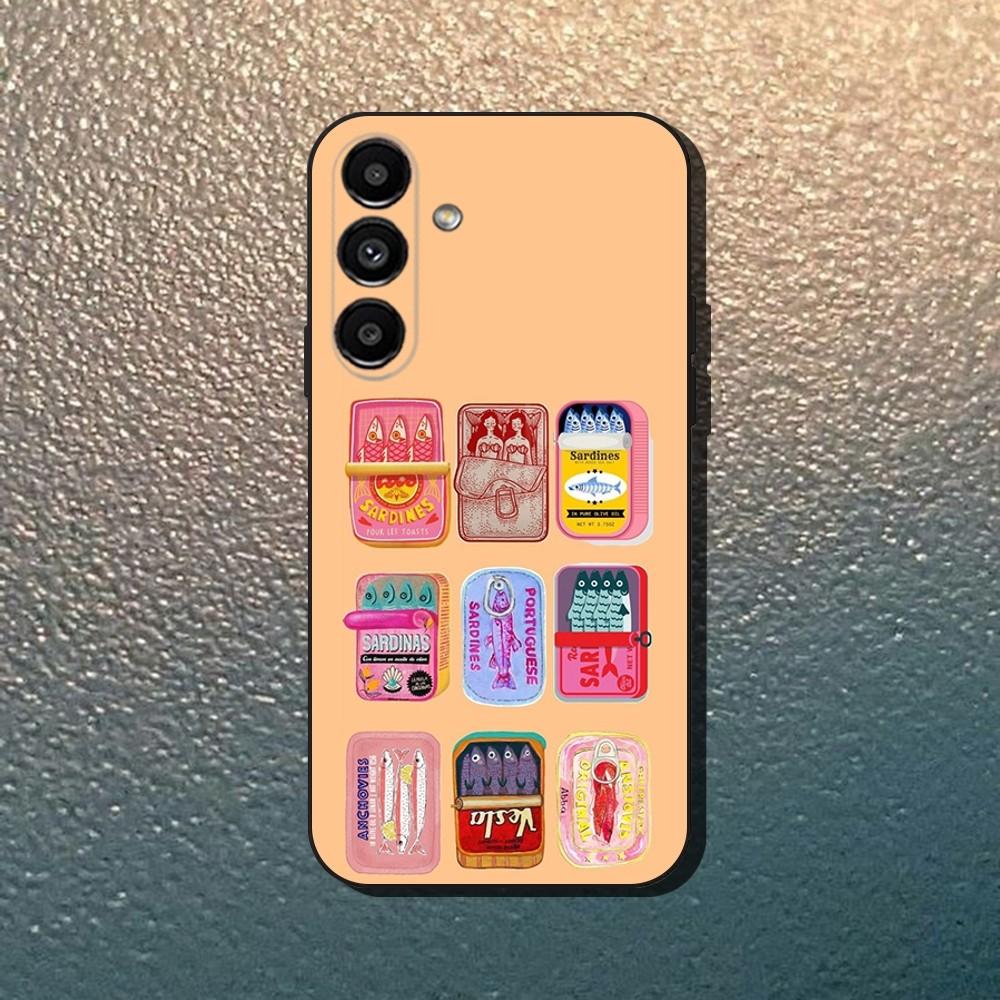 Fish Funny Sardines Phone Case For Samsung Galaxy A13,A21s,A22,A31,A32,A52,A53,A71,A80,Soft Black Shell