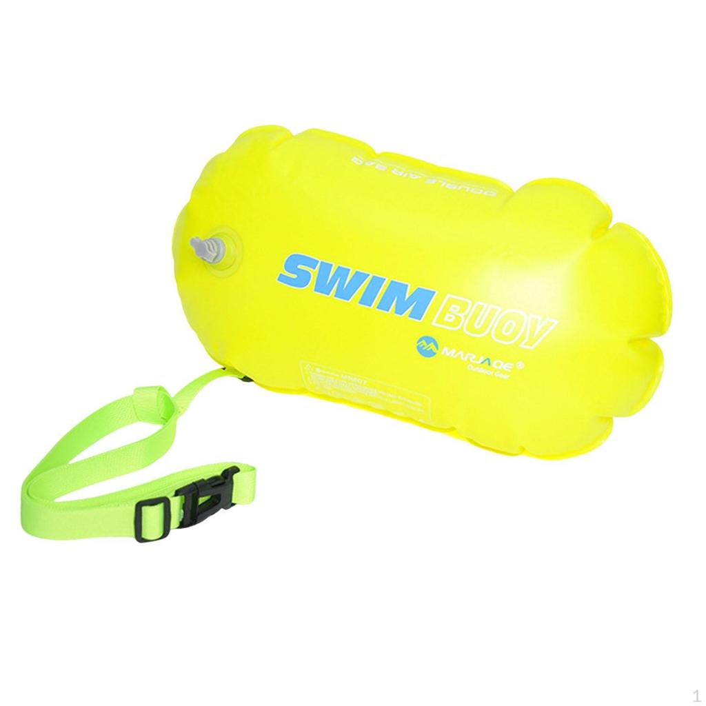 Aquatic Swim Buoy with Dry Bag And Adjustable Belt, Double Airbag Float for Triathlete