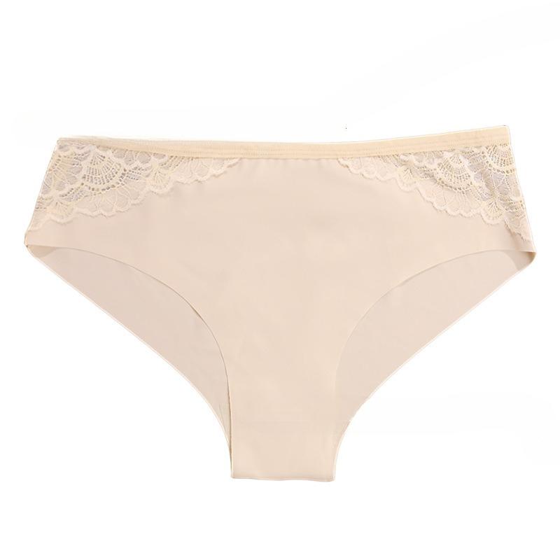 

Lady Spring and Summer Sexy Hollow Lace Without Trace Low Waist Triangle Briefs XL тілесний