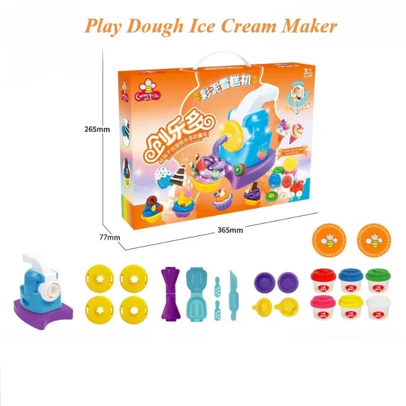 Creative DIY Handmade Mold Tool Ice Cream Noodles Machine Colorful Plasticine Making Toys Kids Play House Toys Colored Clay Gift
