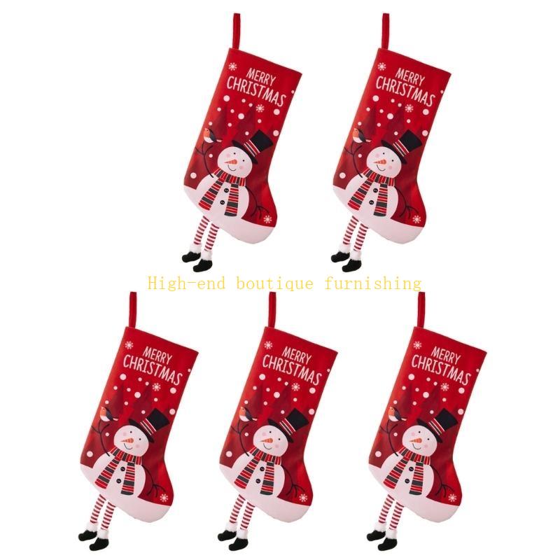 Festival Plush Christmas Stockings with Figure Designs for Holiday Decoration