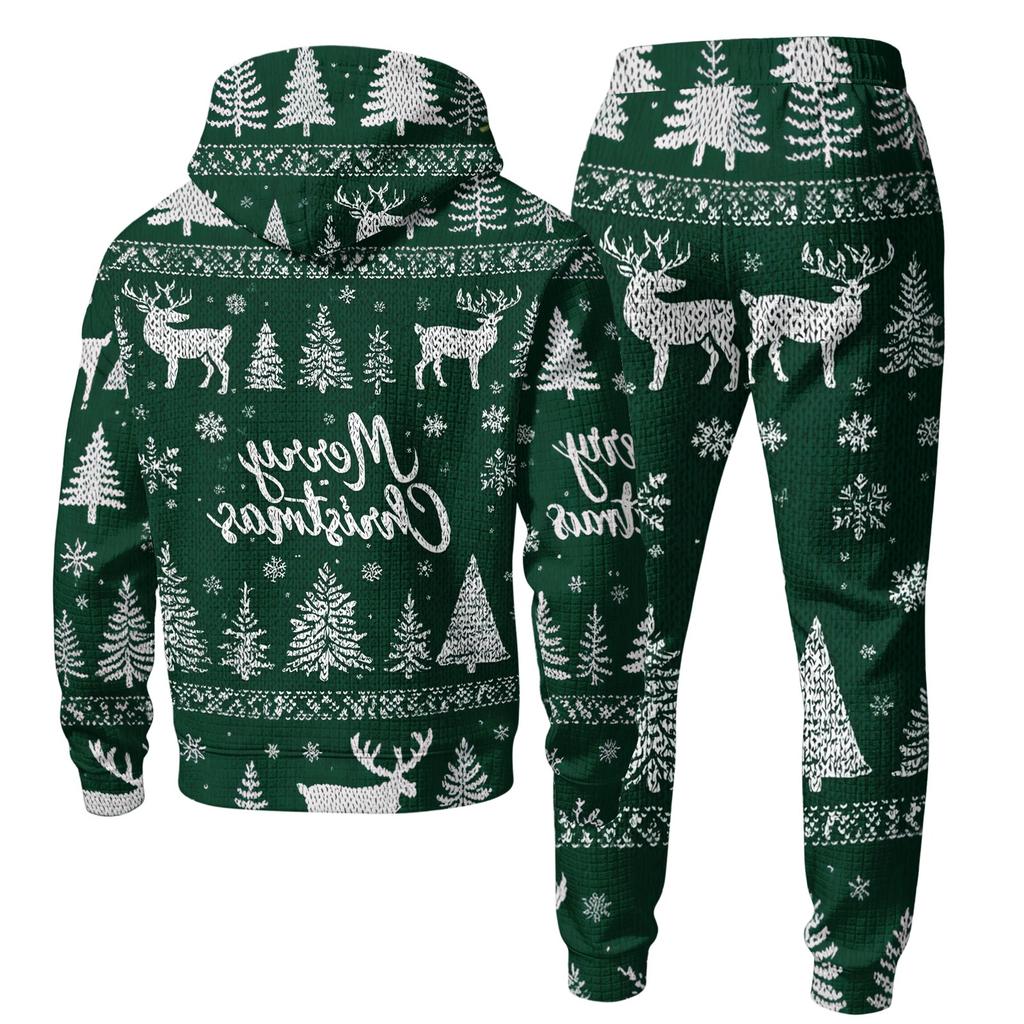 Men's Casual Sweatshirt Set with Pattern for Fall and Winter