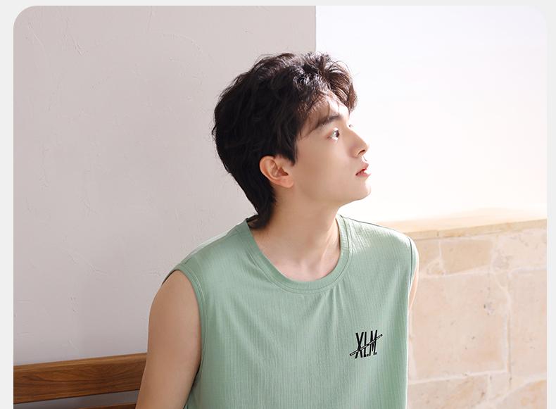 Xuan Liang Men's Sleepwear Summer Modal Cotton Tank Top Shorts Casual Outable Large Cool Home Furnishing Set