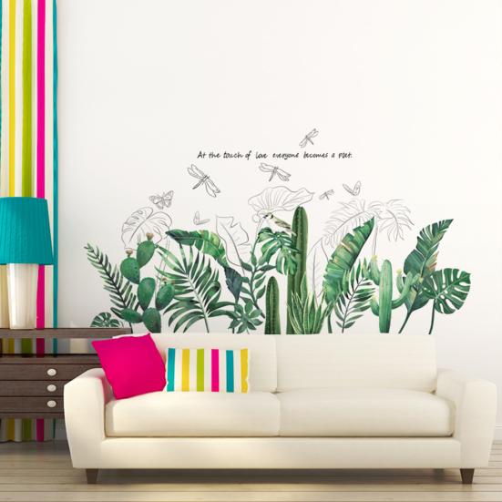 Autocolant detașabil cu frunze de banană în formă de cactus Decal mural Mural Decor camera de zi