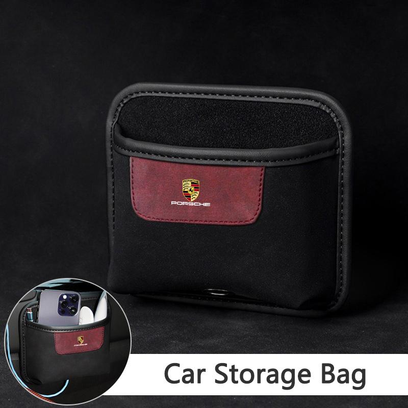 Vintage Bilinteriör Förvaringsficka Väska Sätesspaltlåda För Porsche Panamera Cayenne Taycan 911 718 Macan Carrera-GT 928 944 968