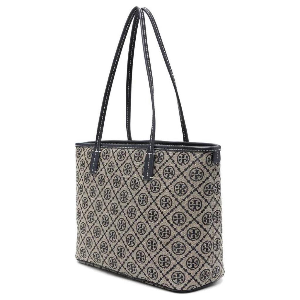 Tory Burch T Monogram Classic Print Zipper Tote Bag Women Tote Navy-Blue 152299-405