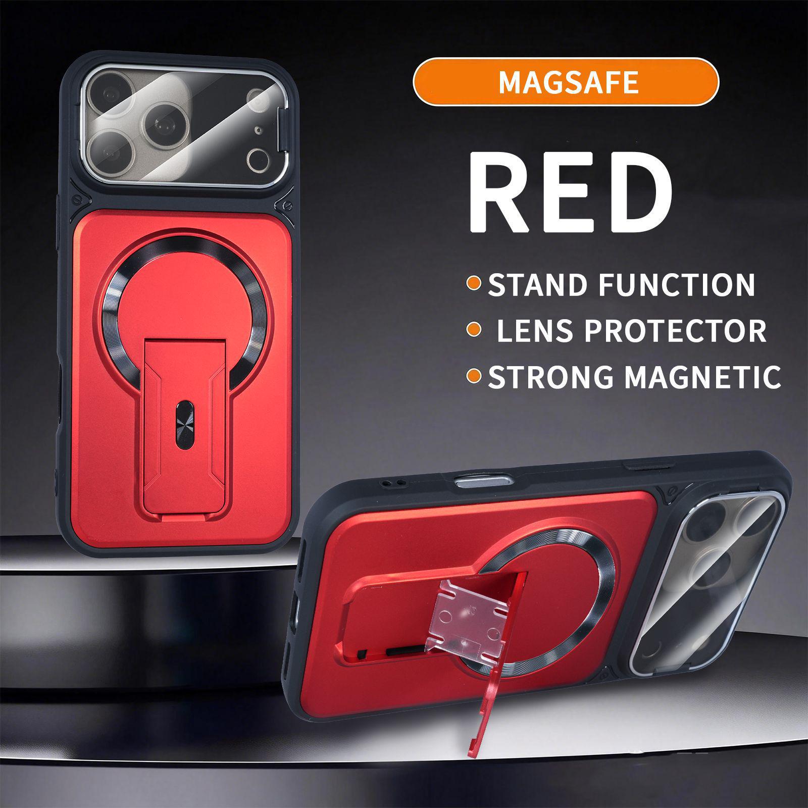

Apple 17 Pro Max Flip Cover with Lens Protection & Magnetic Stand 16 Plus красный