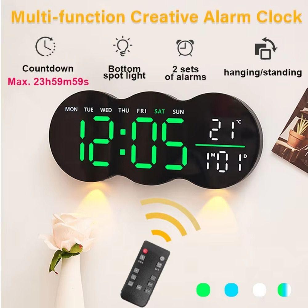 Multi-functional Wall-mounted Electronic Clock with Ambient LED Light Alarm Clock  Home Decoration