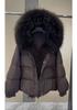 Winter increase natural real raccoon fur collar placket goose down jacket versatile high-end sense loose warm jacket women