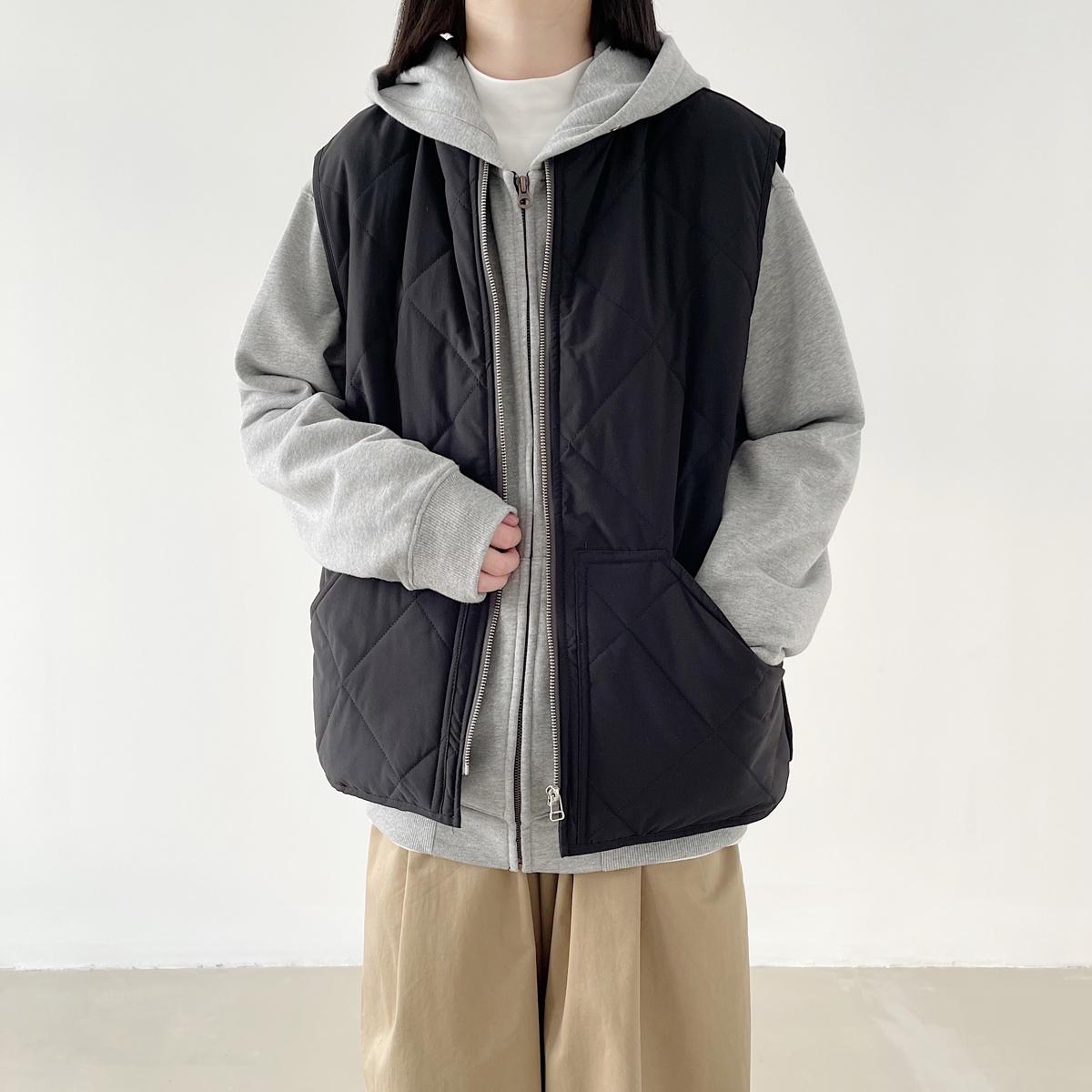 

Унисекс стеганый жилет в японском стиле с бейсбольным воротником - Уютное тепло с хлопковой подкладкой для осени и зимы Double Extra Large чёрный