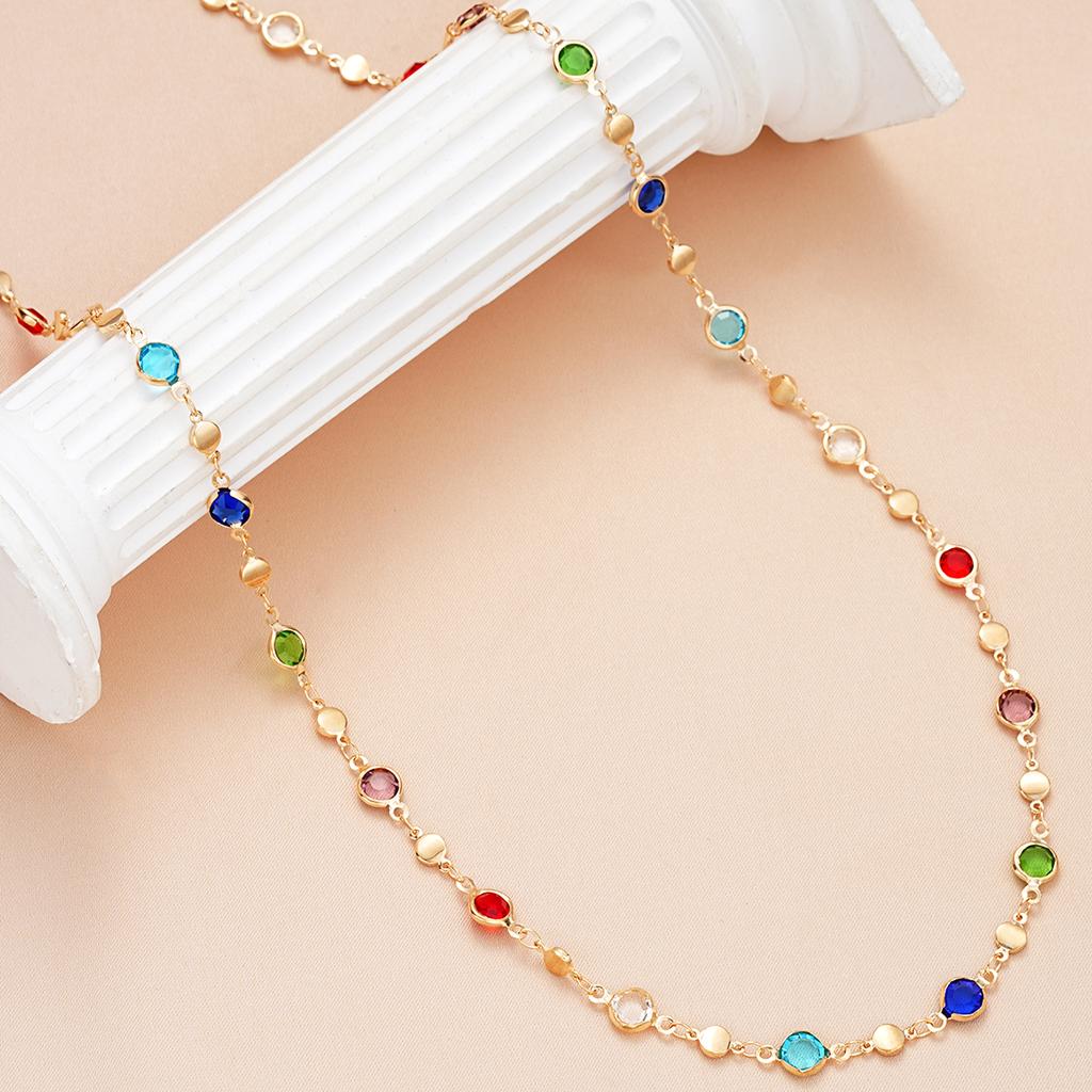 Bohemian Colorful Long Y-Shaped Necklace for Women Vintage Gold Color Metal Crystal Pendant Necklace Summer Holiday Jewelry Gift