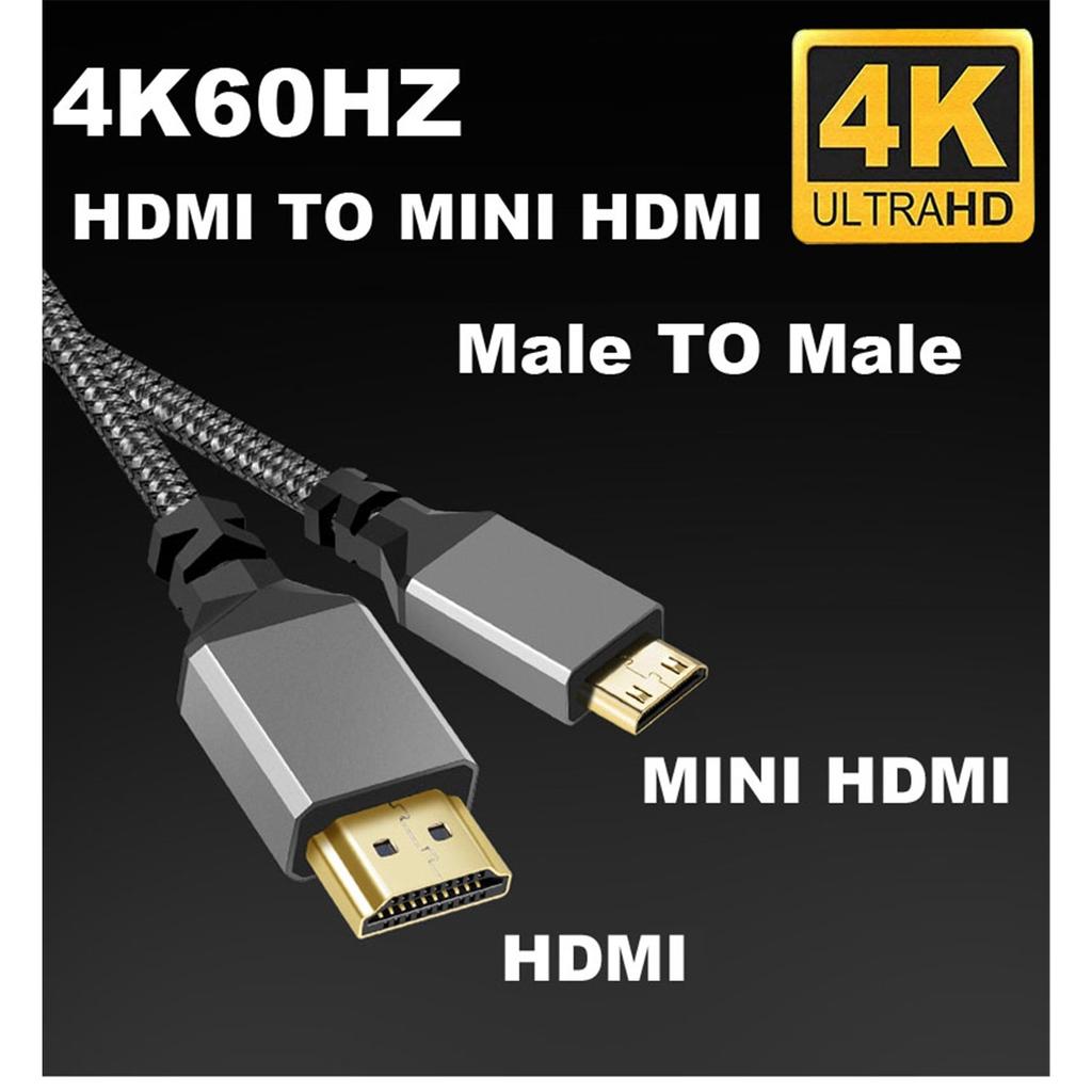 Nylonowy Kabel MINI HDMI Do HDMI HDMI2.0 MINIHDMI Męski A Męski 4K 60HZ HD 1080P Konwerter Adapter 1M 2M 3M 5M 10M Przewód TV Kamera