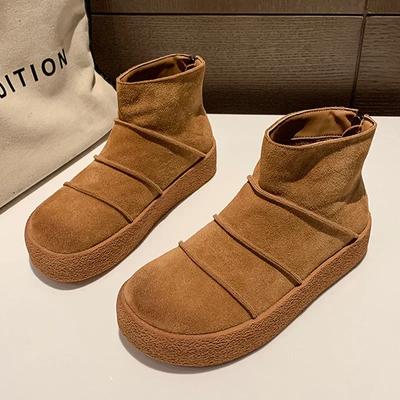Fashion Platform Women Snow Ankle Boots Suede Flats Shoes Designer Winter Casual Boots New Brand 2024 Trend Walking Chaussures Femme
