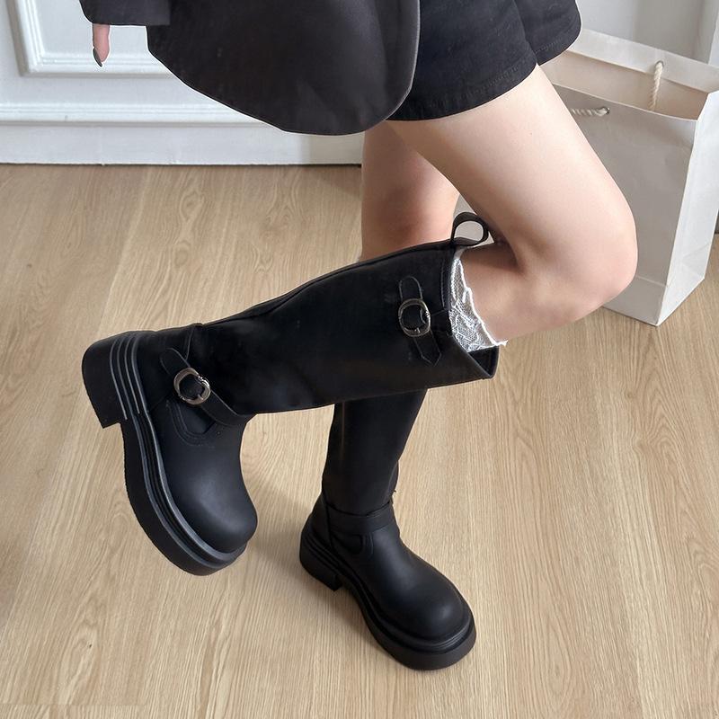 Black Boots But Knee Boots Women Thick-legged Small Thick-soled Western Cowboy Boots Tall Knight Skinny Boots