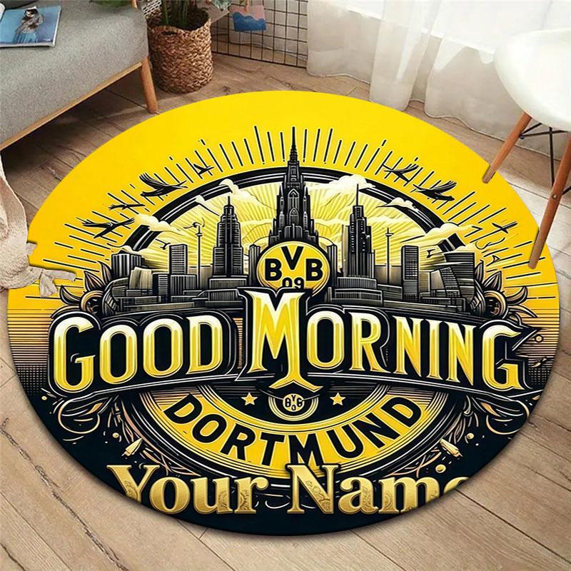 Borussia Custom Name Round Area Rug,Carpet Rug for Living Room Bedroom Sofa Playroom Decor,Non-slip Floor Mat