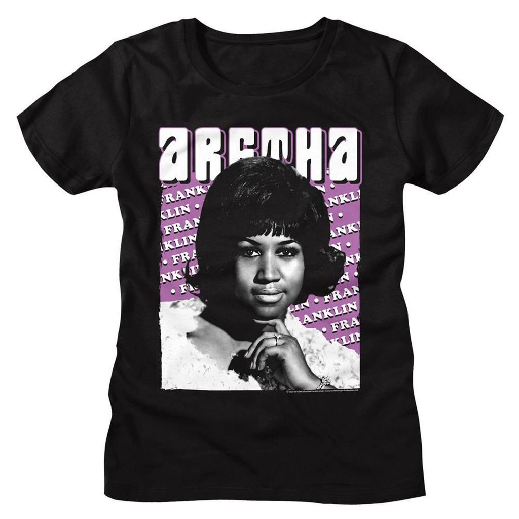 Aretha Franklin Repeated Name Black Women's T-Shirt