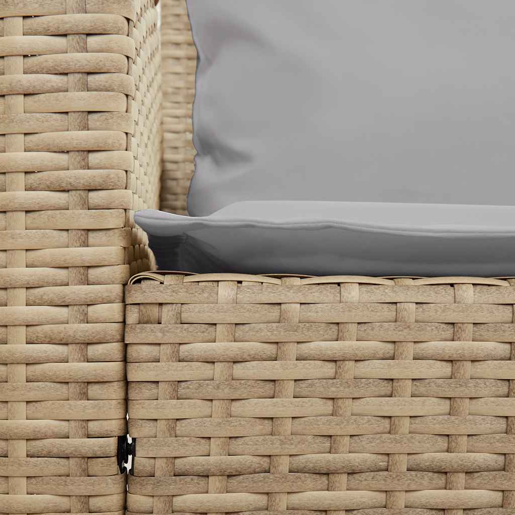 Garden Sofa 5 Seater with Cushions Beige Poly Rattan
