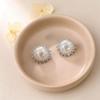 Beixi Silver Sunflower Stud Earrings: S999 Silver Needle, Shell Pearl, Rhinestones, Classic & Elegant Design.