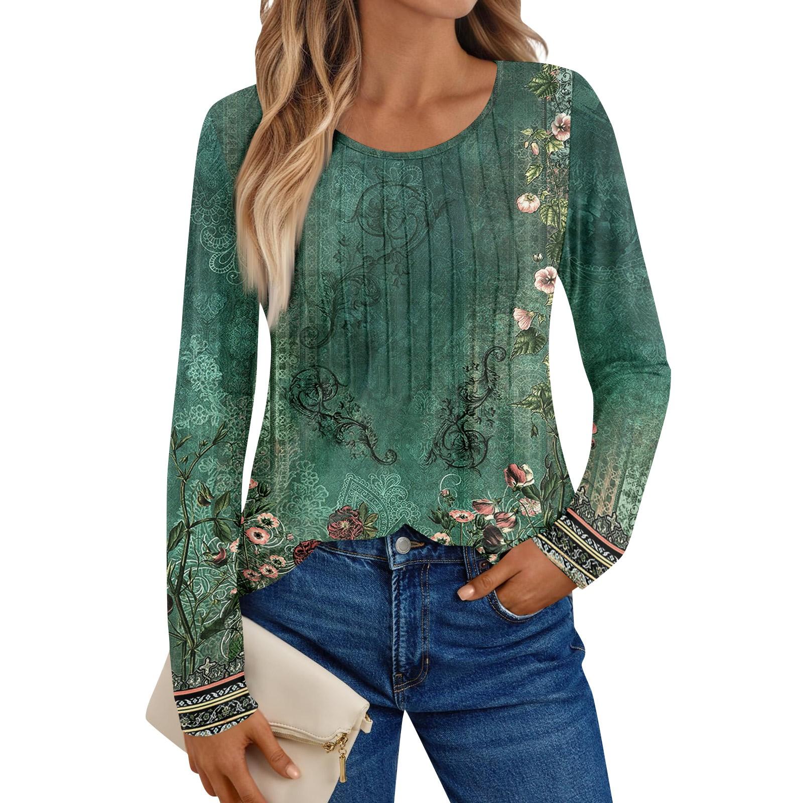 

Women s Long Sleeve Shirts Graphic Tees Casual Basic Tops Pullovers S