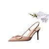High heels women's French spring and summer light mouth wedding shoes fashion 2025 nude small fragrance versatile stiletto pointed head bag head