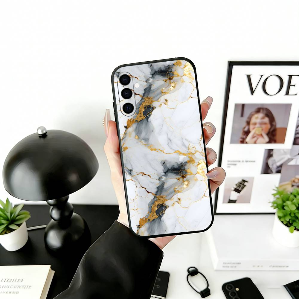 Stylish Marble Pattern Phone Case Black Silicone Soft For Samsung Galaxy A73,A72,A71,A70,A53,A52,A51