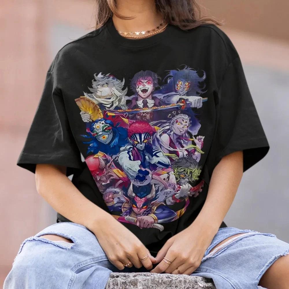 Hot Sale Anime Peripherals Demon Slayer Manga Graphic Print Short-sleeved Men Women Cotton Comfortable Soft Loose Casual Oversized Top Summer New Tee