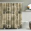 Geometric Bathroom Shower Curtain Set Modern Decor Brown Beige Tones For Home Bath Accessories