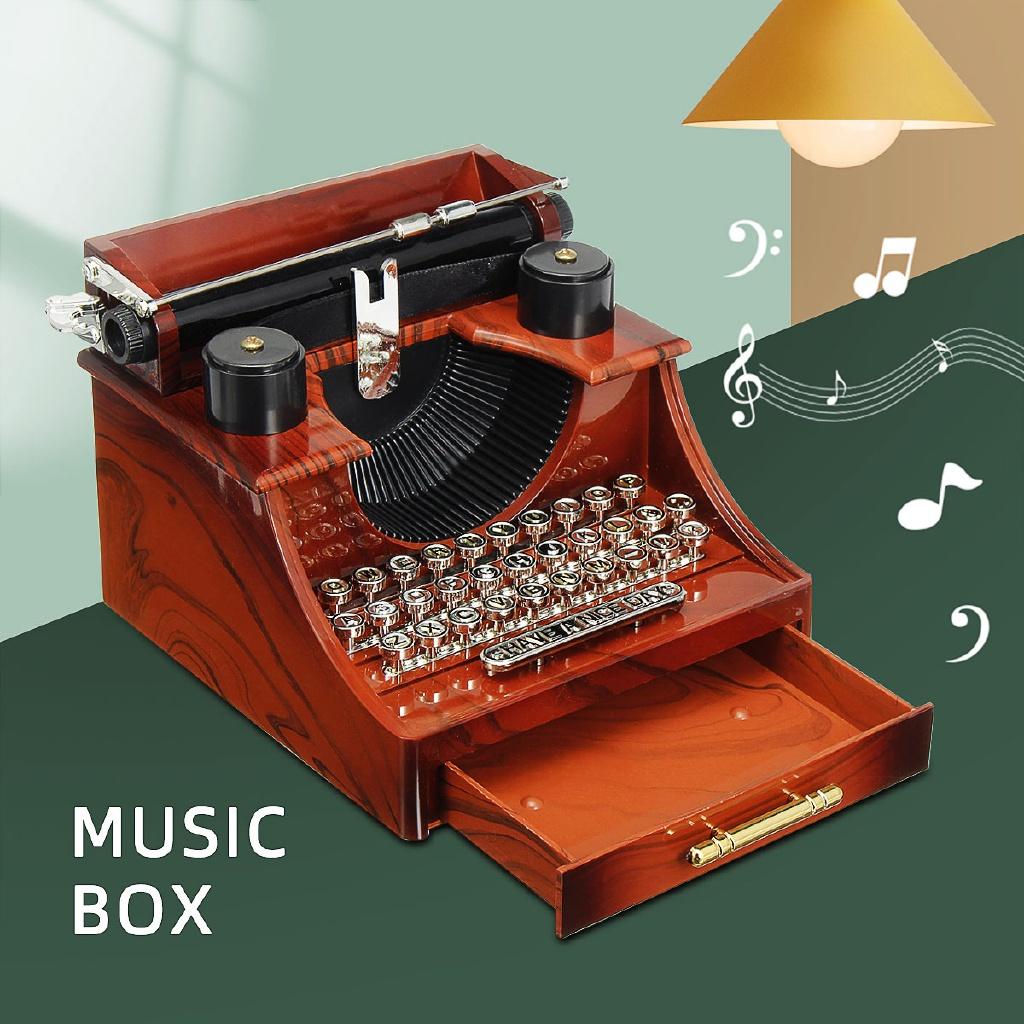 Phonograph Jewelry Music Box Retro Typewriter Rotating Music Box Classic Home Decor Sewing Machine