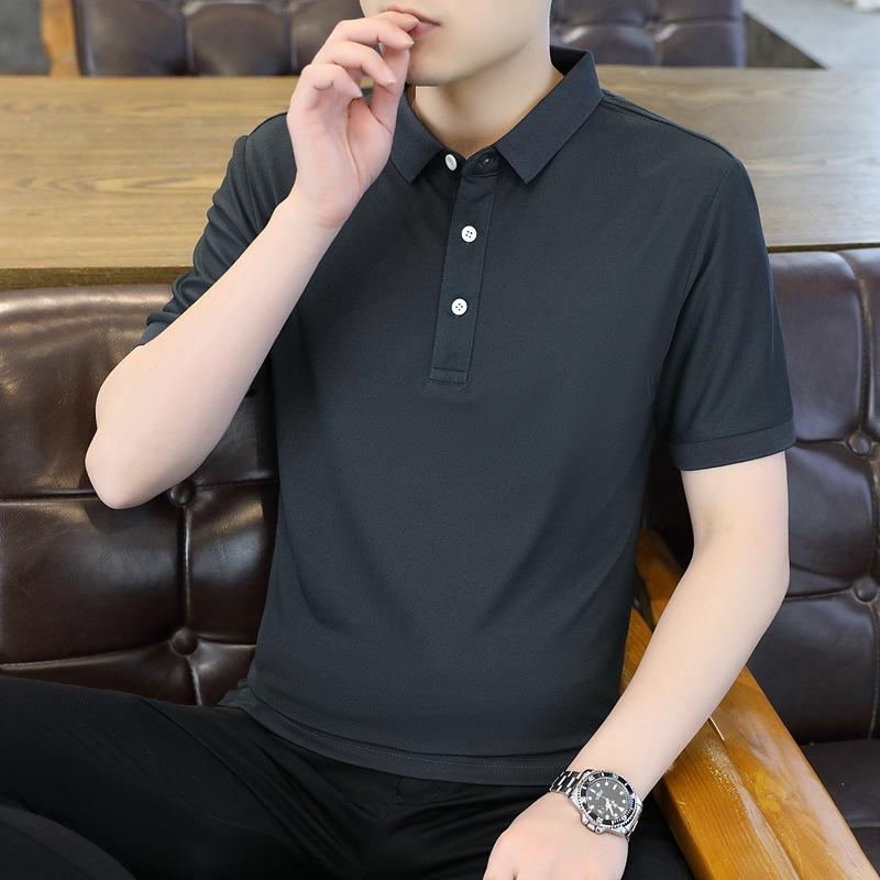 Ice Silk Short Sleeve Men'S T-Shirt Polo Shirt New Casual Shirt Men'S Group Lapel T-Shirt Workwear