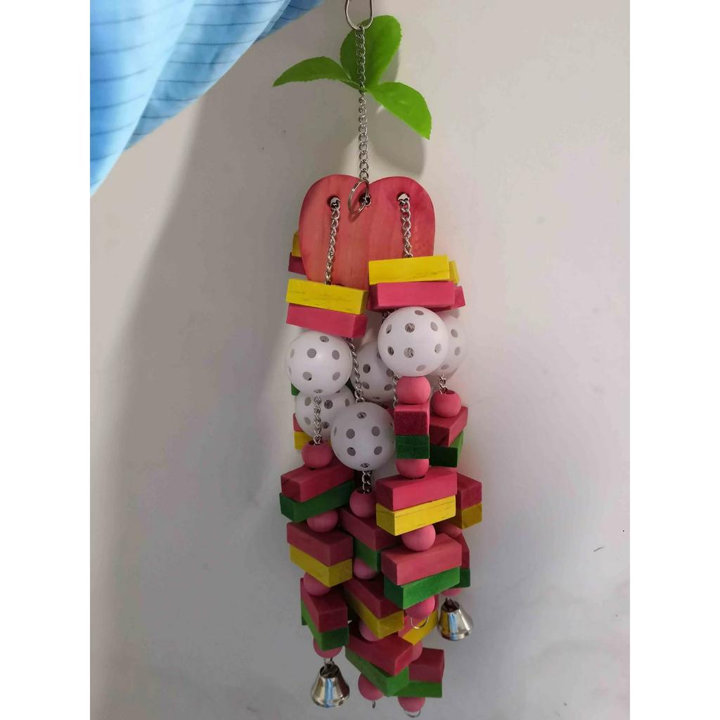 Bird Chewing Toy Parrot Cage Bite Toy Pet Supplies for Cockatoos African Grey Macaws Large Bird Parrot Toy Natural Wooden Blocks