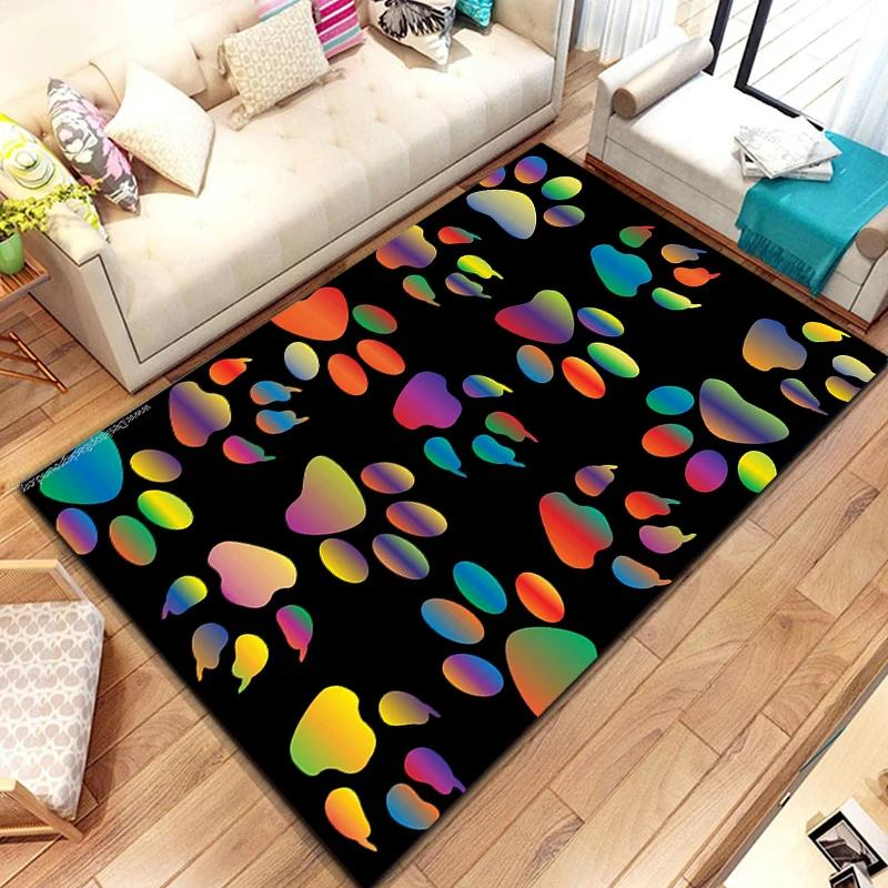 Cartoon Animal Paw Print Carpet Farmhouse Style Indoor Floor Mat Non Slip Area Rug for Living Room Home Decor Entrance Doormat