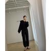 Korean Chic Autumn and Winter Retro Temperament Big Lapel Loose Short Long-sleeved Sweater + High-waisted Casual Pants Trousers Women