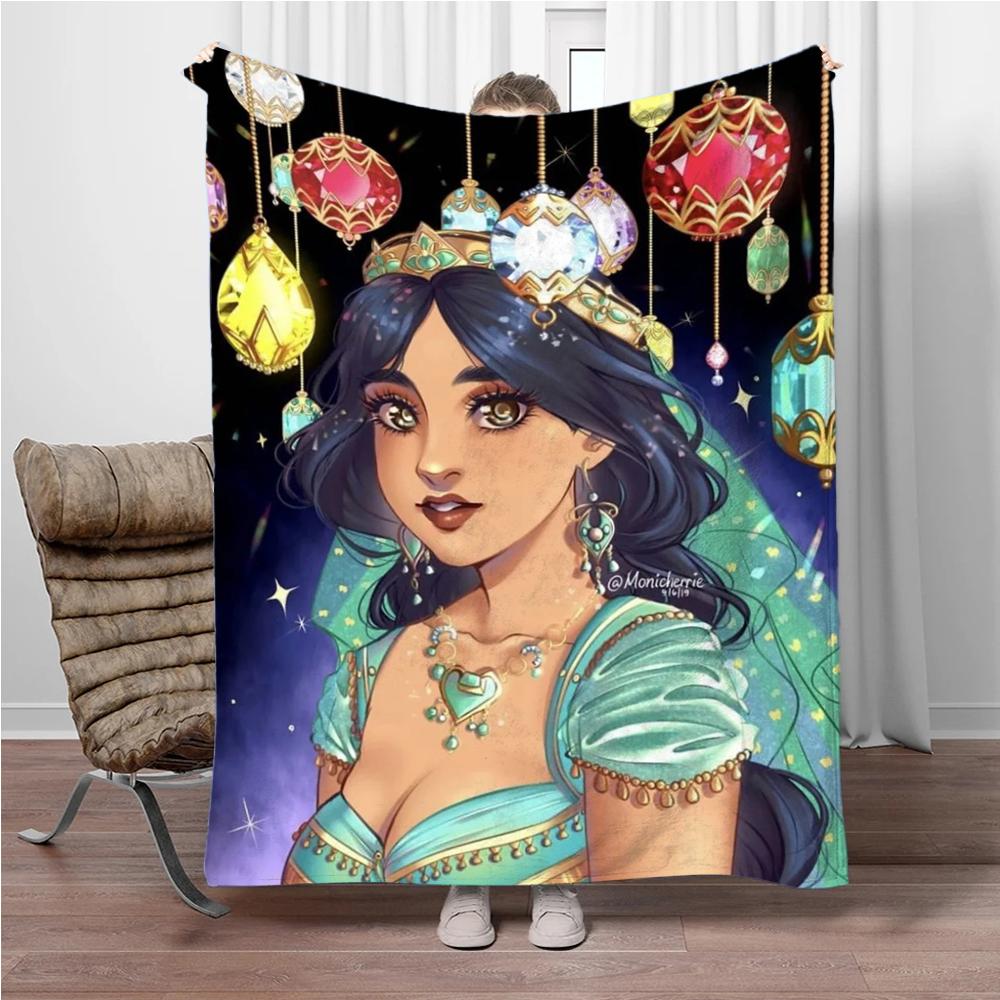 Aladdin Cartoon Princess Jasmine Children Warm Soft Blankets for Sofa Bed Cover Blanket Suitable for Birthday Souvenir Gifts
