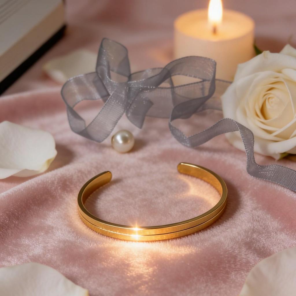 Geometric C-Shaped Open Groove Titanium Steel Bracelet for Men & Women - Non-Fading, Personalized Engraving, Couple-Style.