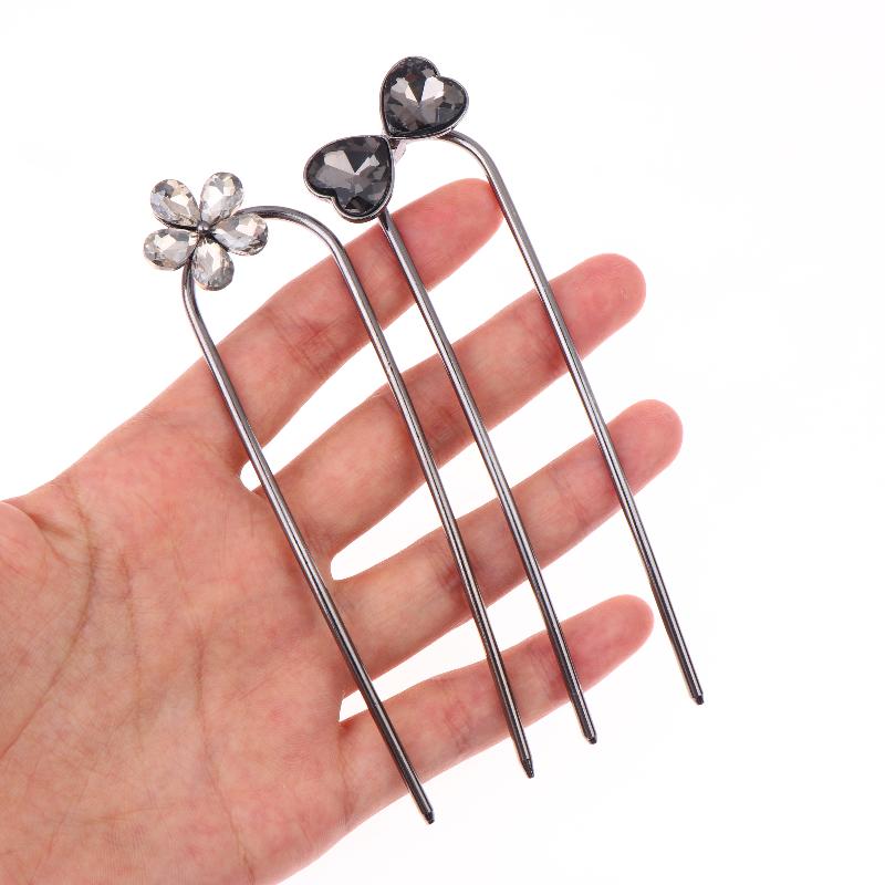 2Pcs Vintage Ancient Style Flower U-Shaped Hairpin Temperament Bow Hair Sticks Fairy Retro Hair Accessories Girl Gifts