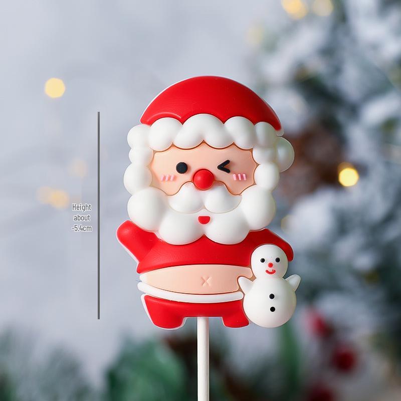 Popular Soft Glue Christmas Cake Ornaments: Santa Claus & Snowman Inserts for Holiday Party Desserts