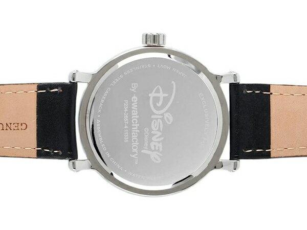Disney Mickey Mouse Wristwatch (silver) Flat Black Leather Band Adult Vintage.